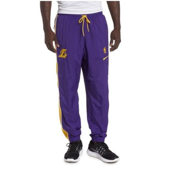 NEW Nike LA Lakers NBA Spotlight Warm Up Pants Men's Large Purple Yellow - Picture 1 of 13